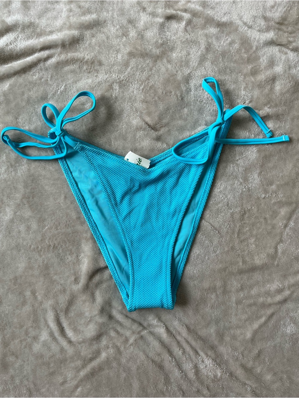 Aerie Women’s Blue Cheekiest Textured Bikini Bottoms Small NWT Side Ties
